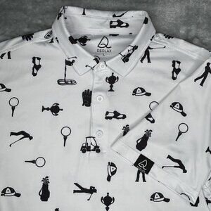 Deolax Polo Shirt Mens Large All Over Print Golf Performance Stretch Golfer